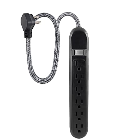 Cordinate 60083 6-Outlet Surge Protector, 2.5', Black
