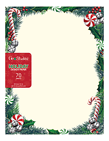 Geo Studios Holiday-Themed Letterhead Papers, Letter Size, Bells & Ivy, Pack Of 70 Sheets