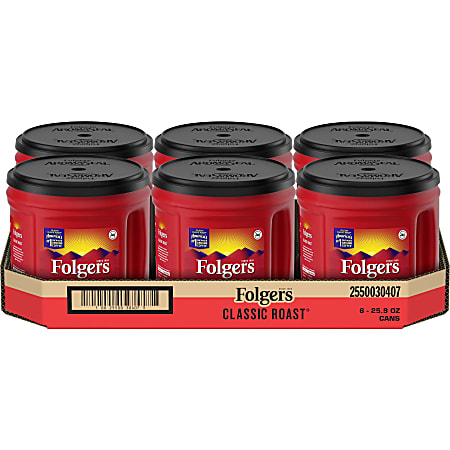 Folgers® Ground Classic Roast Coffee - Classic/Medium - 30.5 oz Per Canister - 6 / Carton