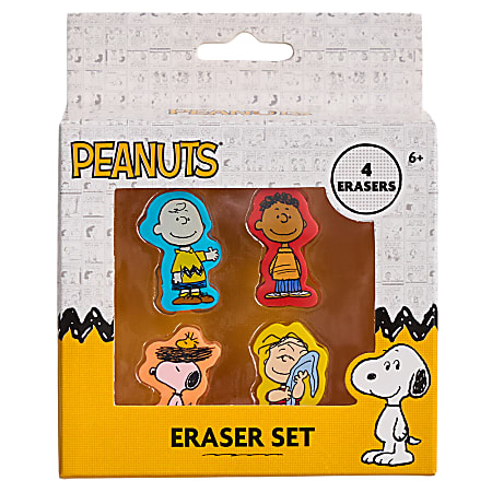 Peanuts Licensed Eraser Set, 1-1/4" x 1-1/4", Set of 4 Erasers