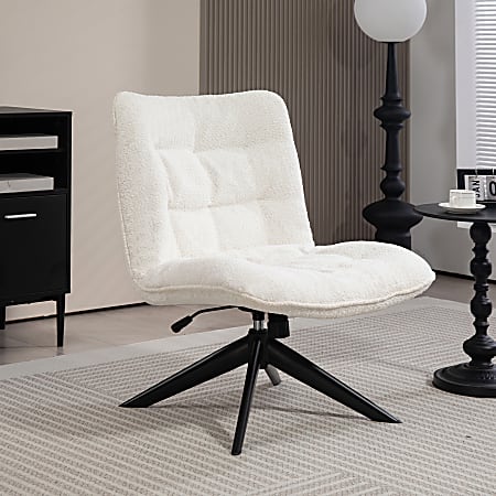 Glamour Home Belva Upholstered Fabric Accent Chair, White/Black