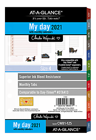 AT-A-GLANCE® Daily/Monthly Planner Refill, 5-1/2" x 8-1/2", Charles Wysocki, January To December 2021, CW81-125