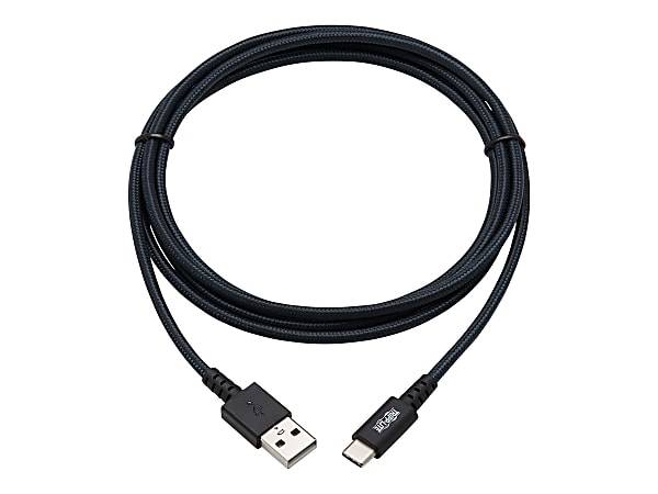 Tripp Lite Heavy Duty USB-A to USB C Charging Sync Cable for Androids M/M 6ft - First End: 1 x USB Type A Male USB - Second End: 1 x USB Type C Male USB - 60 MB/s - Nickel Plated Connector - Gold Plated Contact - Gray
