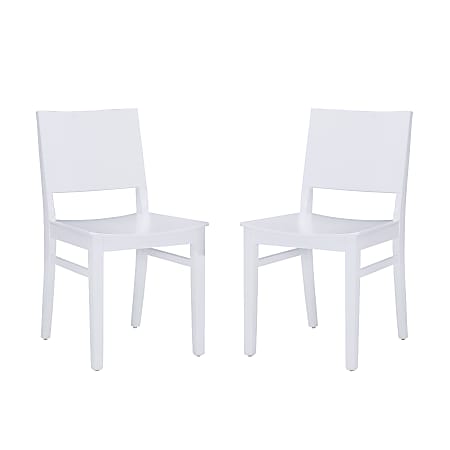 Linon Doncaster Wood Side Accent Chairs, White, Set