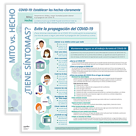 ComplyRight™ Coronavirus (COVID-19) Prevention Posters And Handouts, Spanish, Pack Of 3 Posters