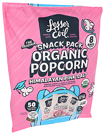 LesserEvil Organic Popcorn, Himalayan Pink Salt Snack Pack, 0.46 Oz, Total Qty 96