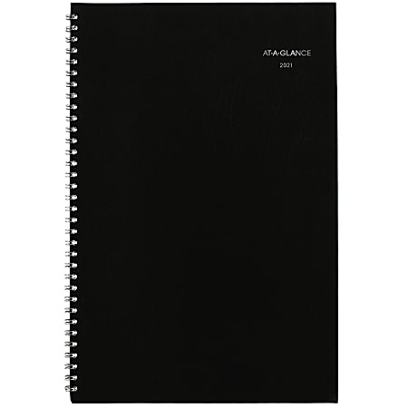 AT-A-GLANCE® DayMinder 14-Month Monthly Planner, 8" x 12", Black, December 2020 To January 2022, SK200