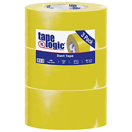 Tape Logic® Color Duct Tape, 3" Core, 3" x 180', Yellow, Case Of 3