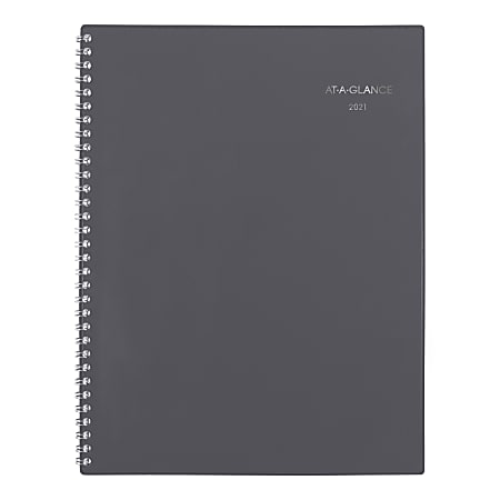 AT-A-GLANCE® DayMinder Monthly Planner, 8-1/2" x 11", Gray, January To December 2021, GC47007