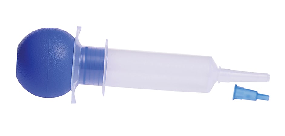 Medline Enteral Feeding And Irrigation Syringes, Bulb, 60 CC, Blue/Clear, Case Of 30