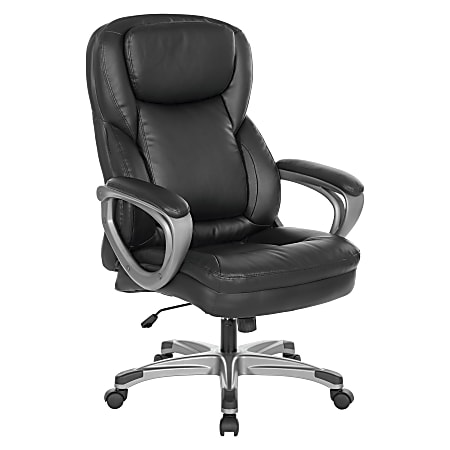 Office Star Ergonomic Leather High Back Executive Office Chair Black Titanium