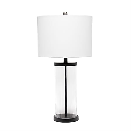 Lalia Home Entrapped Glass Table Lamp, 28"H, White Shade/Black Base