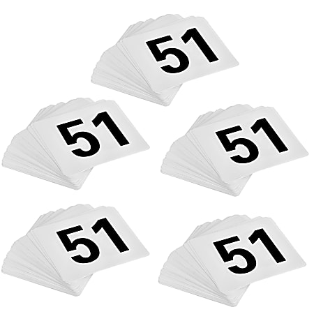 Alpine Double-Sided Table Numbers, 51-100, 3-3/4" x 4", Black/White, Pack Of 250 Numbers