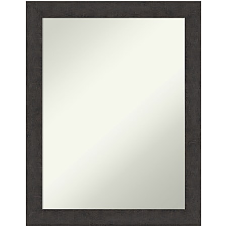 Amanti Art Narrow Non-Beveled Rectangle Framed Bathroom Wall Mirror, 27-1/2" x 21-1/2", Rustic Plank Espresso