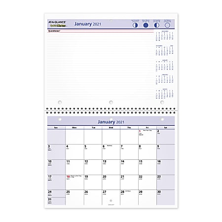 AT-A-GLANCE® QuickNotes Monthly Desk/Wall Calendar, 11" x 8", January To December 2021, PM5028