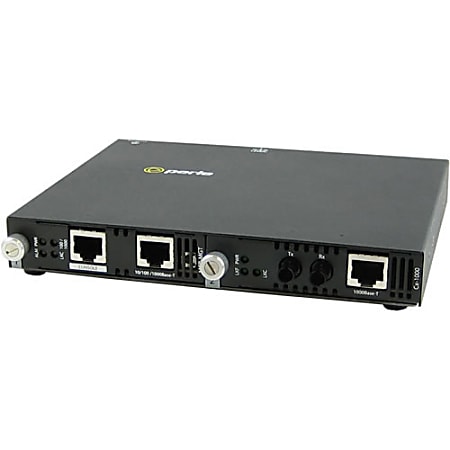 Perle SMI-1000-S2ST10 - Fiber media converter - GigE - 1000Base-LX, 1000Base-LH, 1000Base-T - RJ-45 / ST single-mode - up to 6.2 miles - 1310 nm