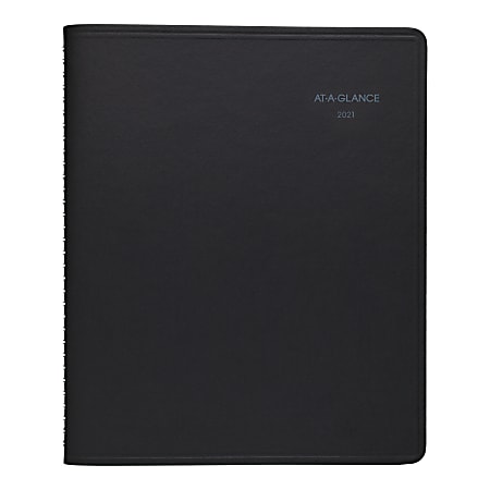 AT-A-GLANCE® QuickNotes Weekly/Monthly Appointment Book, 8" x 10", Black, January To December 2021, 760105