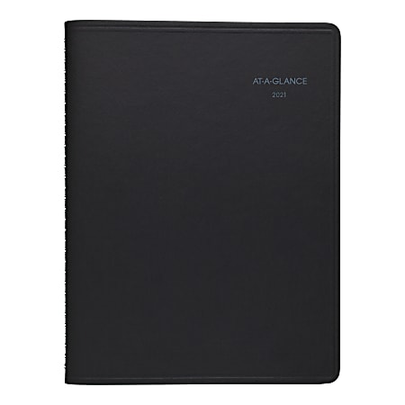 AT-A-GLANCE® QuickNotes Weekly/Monthly Appointment Book, 8-1/4" x 11", Black, January to December 2021, 7695005