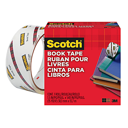 Scotch Book Tape, 1-1/2 in x 540 in, 1 Tape Roll, Clear, Home Office and School Supplies