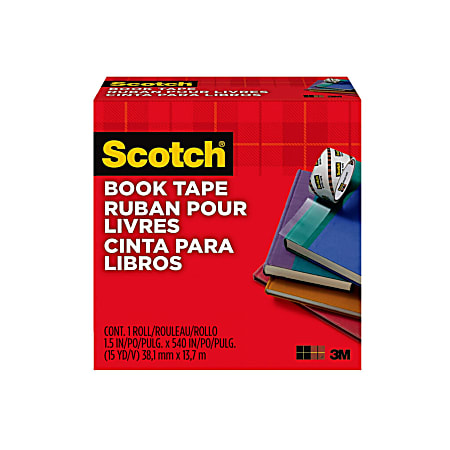 Scotch® Book Tape, 1-1/2 in x 540 in, 1 Tape Roll, Clear, Home Office and School Supplies