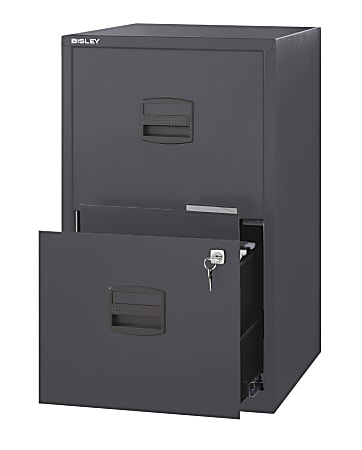 Bisley PFA 16"D Vertical 2-Drawer File Cabinet, Metal, Charcoal