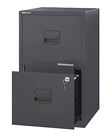 Bisley PFA 16"D Vertical 2-Drawer File Cabinet, Charcoal