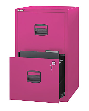 Bisley PFA 16"D Vertical 2-Drawer File Cabinet, Metal, Fuchsia