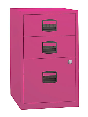 Bisley PFA 16"D Vertical 3-Drawer File Cabinet, Metal, Fuchsia