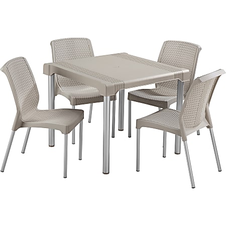 Rimax 5-Piece Breakroom/Lunch Room Table and Chairs Set, Taupe