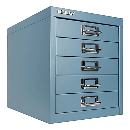 Bisley 5-Drawer Steel Cabinet, 13H x 11W x 15D, Steel Blue