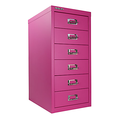 Bisley 15"D Vertical 6-Drawer File Cabinet, Fuchsia