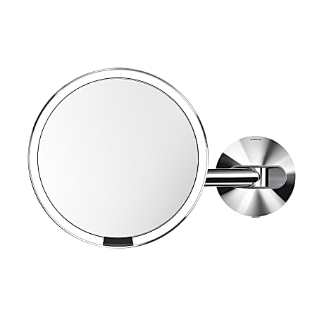 simplehuman Wall Mount Sensor Mirrors, 9-1/8”H x 13-13/16”W x 3-1/8”D, Polished Silver, Hardwired