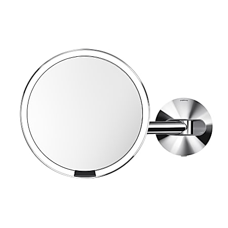 simplehuman Wall Mount Sensor Mirrors, 9-1/8&rdquo;H x 13-13/16&rdquo;W x 3-1/8&rdquo;D, Polished Silver, Hardwired