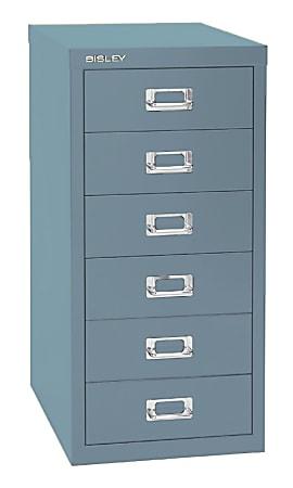 Bisley 15 D Vertical 6 Drawer Storage Cabinet Metal Steel Blue Office Depot