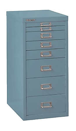 Bisley 15"D Vertical 8-Drawer Storage Cabinet, Metal, Steel Blue