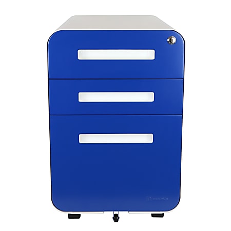 Bindertek Glide 20"D Vertical 3-Drawer File Cabinet, Metal, Blue