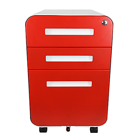 Bindertek Glide 20"D Vertical 3-Drawer File Cabinet, Red