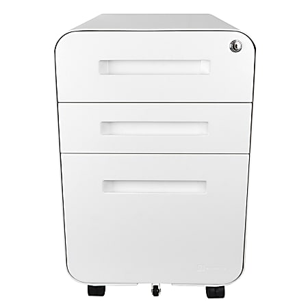 Bindertek Glide 20"D Vertical 3-Drawer File Cabinet, White