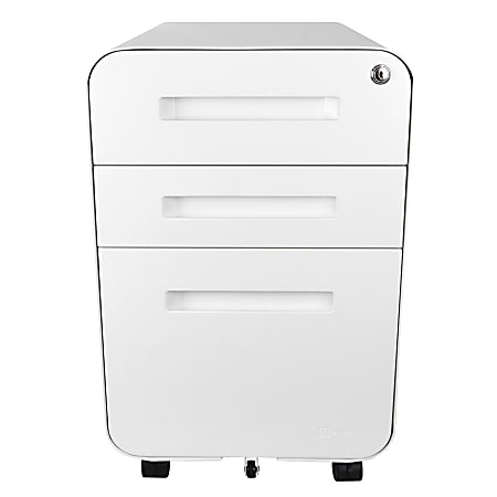 Bindertek Glide 20"D Vertical 3-Drawer File Cabinet, Metal, White