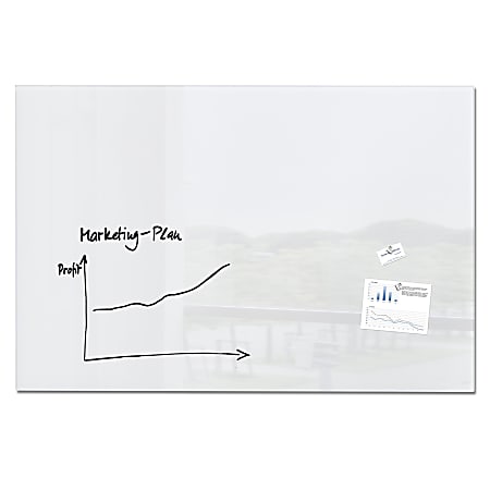 Sigel Magnetic Unframed Dry-Erase Glass Whiteboard, 39 3/8" x 59 1/8", White