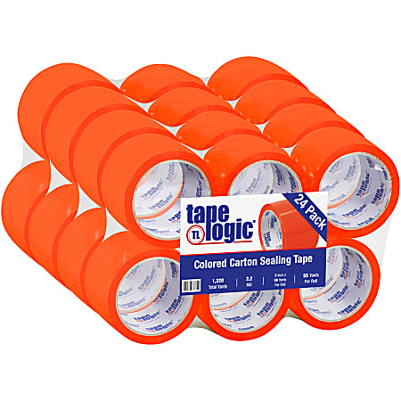 Tape Logic® Carton-Sealing Tape, 3" Core, 3" x 55 Yd., Orange, Pack Of 24