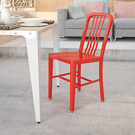 Flash Furniture Commercial-Grade Metal Indoor/Outdoor Chair, Red