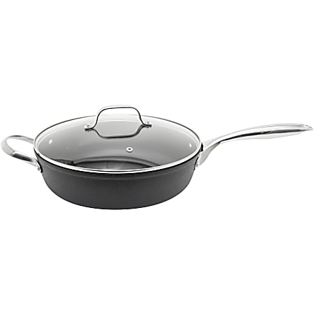 THE ROCK™ By Starfrit® Diamond Aluminum Nonstick Deep Fry Pan With Lid, 11”, Black