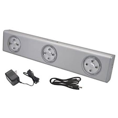 Lancer And Loader Rite Lite™ 12-LED Wired/Wireless Under-Cabinet Light, 3 Heads, Brushed Metal