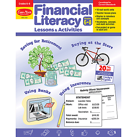 Evan-Moor Financial Literacy Lessons & Activities, Grade 6