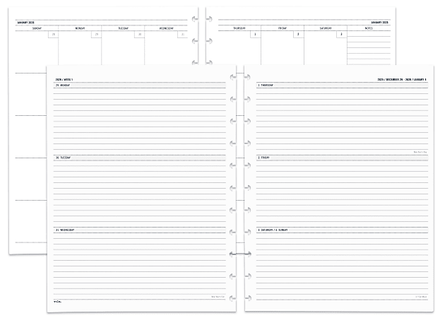 2026 TUL® Discbound Weekly/Monthly Planner Refill Pages, Letter Size, January To December