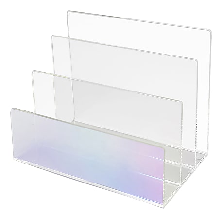 Realspace® Opaline Acrylic Letter Sorter, 5-11/16"H x 6-7/8"W x 3-15/16"D, Clear/Iridescent