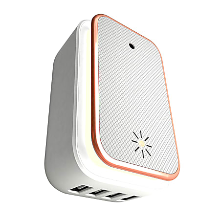 ChargeHub X4 4-Port USB SuperCharger With LED Night Light, White, CRG-X4-001