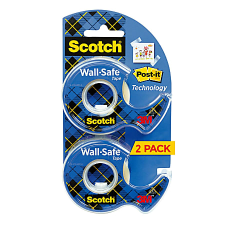 Scotch® Wall-Safe Tape, 3/4" x 650", Clear