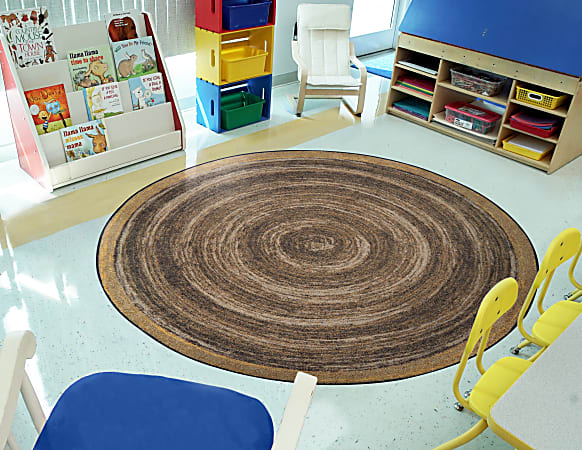 Joy Carpets® Feeling Natural™ Kids' Round Area Rug, 5-1/3' x 5-1/3', Walnut